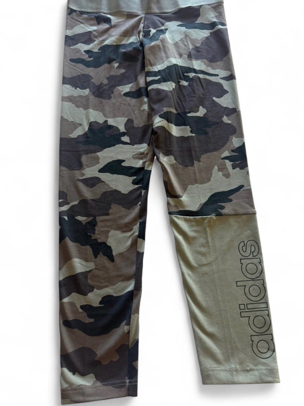 Adidas Olive & Black Camo Leggings with Logo Panel